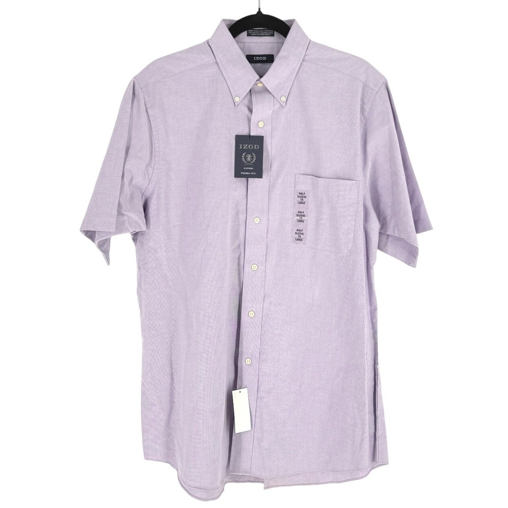 Mens Preppy Pastel Purple New England Oxford Shirt Short Sleeve Large Coastal